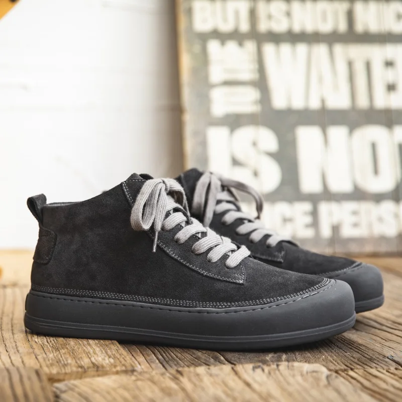 

Мужские ботильоны со шнуровкой, высокие повседневные полусапожки, на шнуровке, Нескользящие, кроссовки в стиле ретро