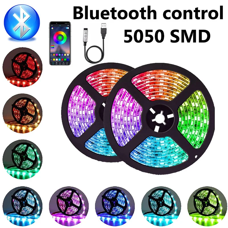 

1-30M LED Strip Light RGB USB Flexible Infrared Bluetooth Control Lamp Tape 5050 USB Cable Desk Screen TV Background Lighting