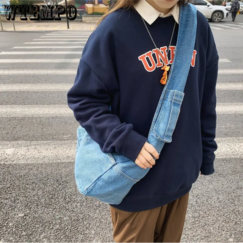 Denim Women's Bag New Eco Reusable Ladies Handbags Canvas Shopping Travel Shoulder Bags Unisex Jeans Crossbody Bag Shoppers