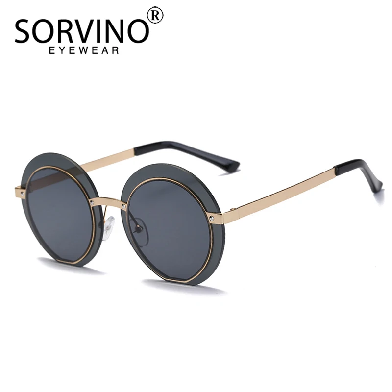 SORVINO Futuristic Oversized Round Sunglasses 2022 Women Men Retro Festival Sunglass Mirror Sun Glasses Double Lens Shades SP65