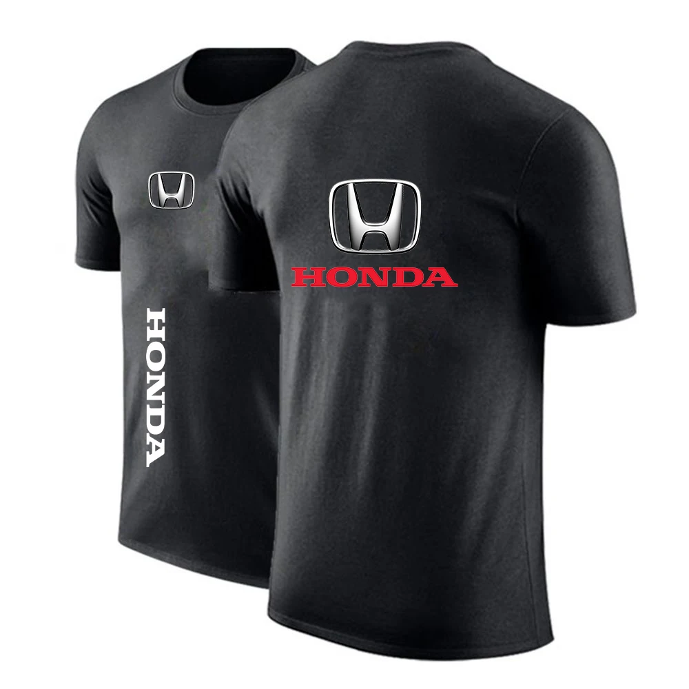 

Летняя мужская футболка с логотипом Honda Motor, с круглым вырезом и принтом в стиле Харадзюку, Повседневная модная уличная спортивная футболка-...