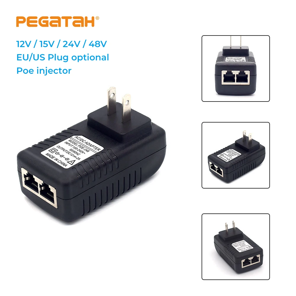 

48V/12V POE Injector Ethernet CCTV Power Adapter 0.5A/2A 24W POE for IP camera AP POE Switch Power Adapter EU/US Optional