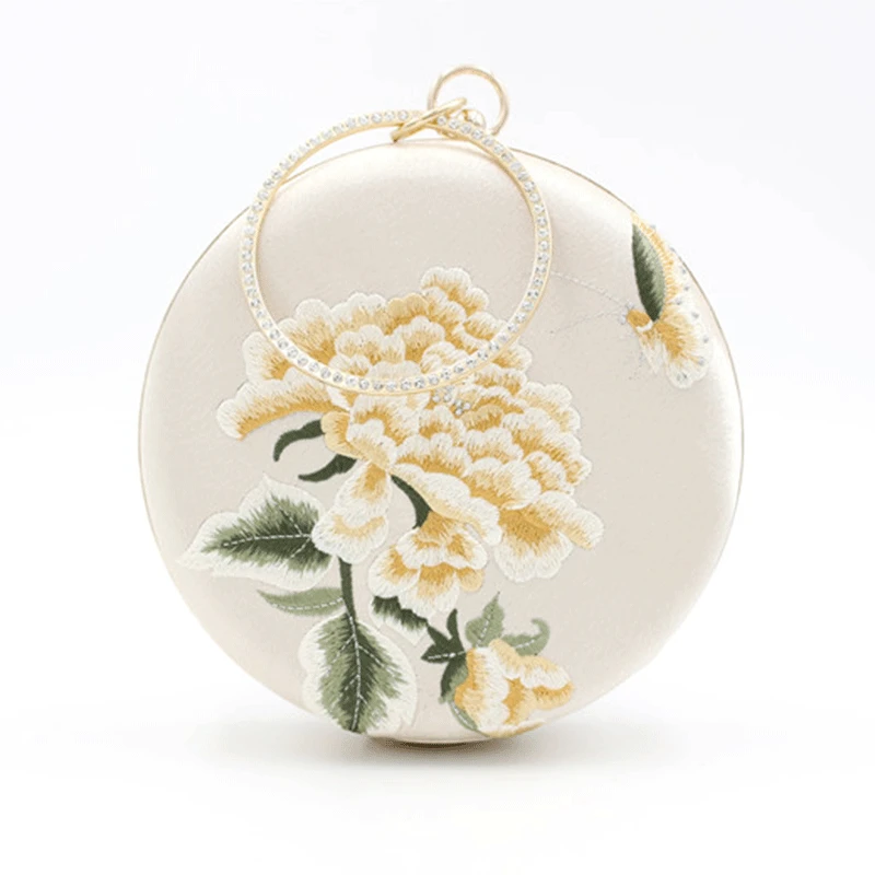 

Embroidery Hand Bag Hanfu Cheongsam Chinese Style Elegant Floral Ladies Clutch Party Evening Bag Circular Bag