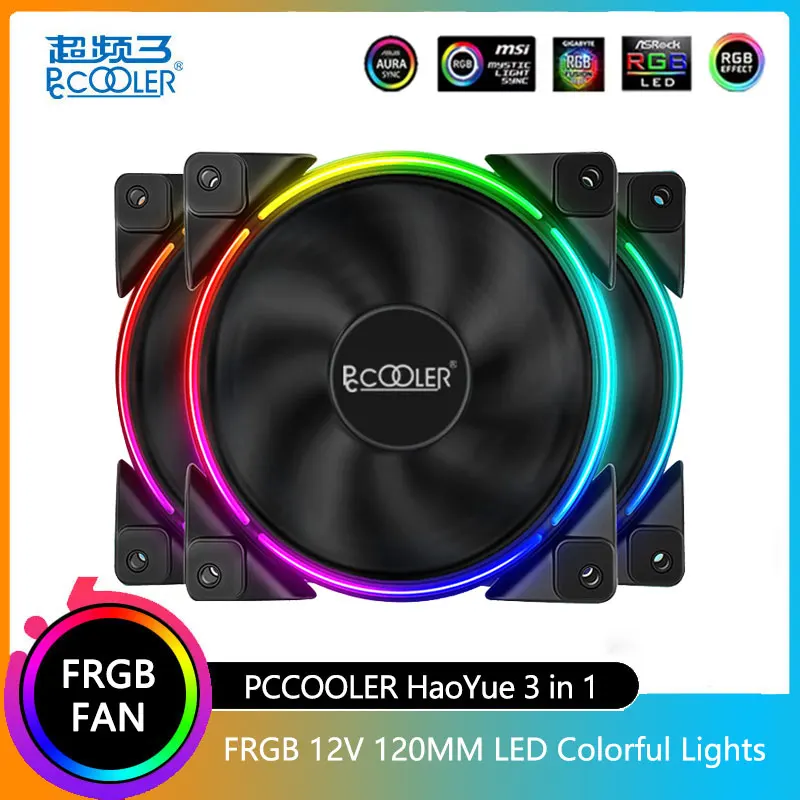 Pccooler HaoYue 12CM 3in1PWM Cooling Fan RGB Quiet Fan with Controller 5V 3pin Computer Case for Liquid Cooling/CPU Cooler enlarge