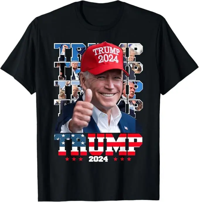 Джо Байден в шляпе Трампа Забавная футболка унисекс