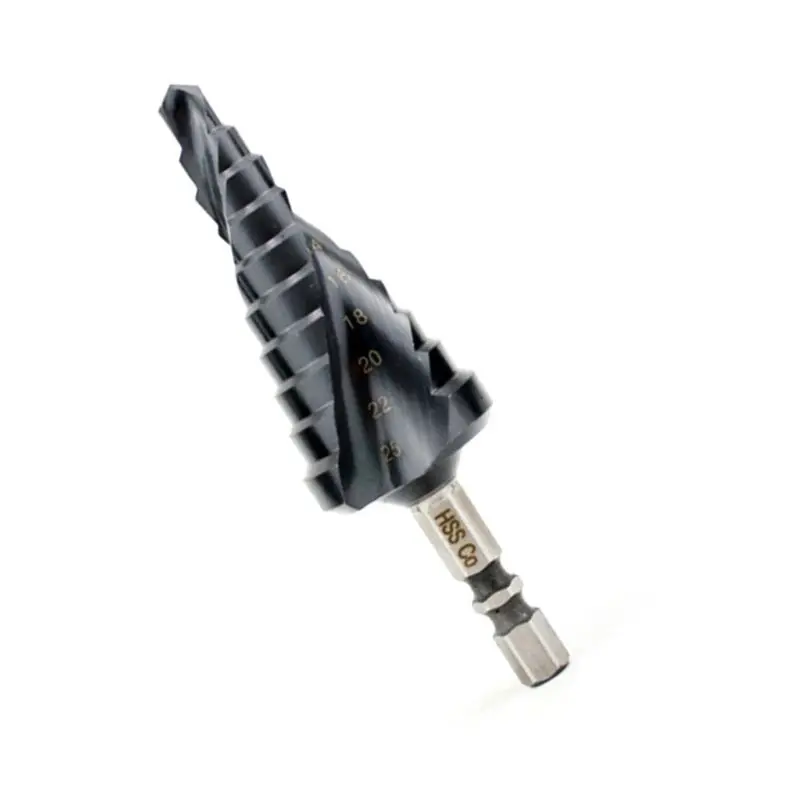 6-25mm HSS Nitrogen Coated M35 Cobalt Step Drill Bit High Speed Steel Spiral Groove Cutter Tool