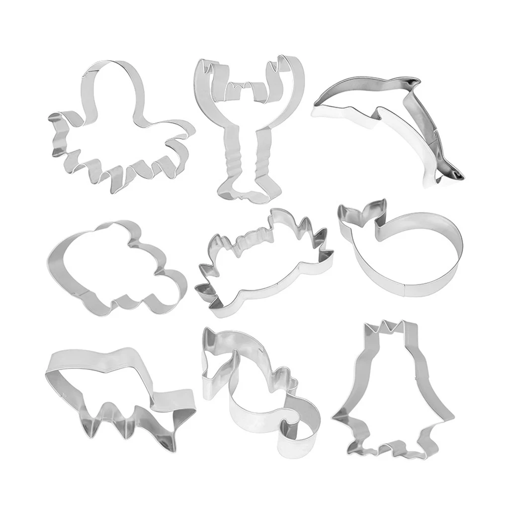

9pcs/set Cookie Mold 403 Stainless Steel Biscuit Maker Fish Shape Cookie Cutter Mold Kitchen Fondant Baking Mould Cookies Tool