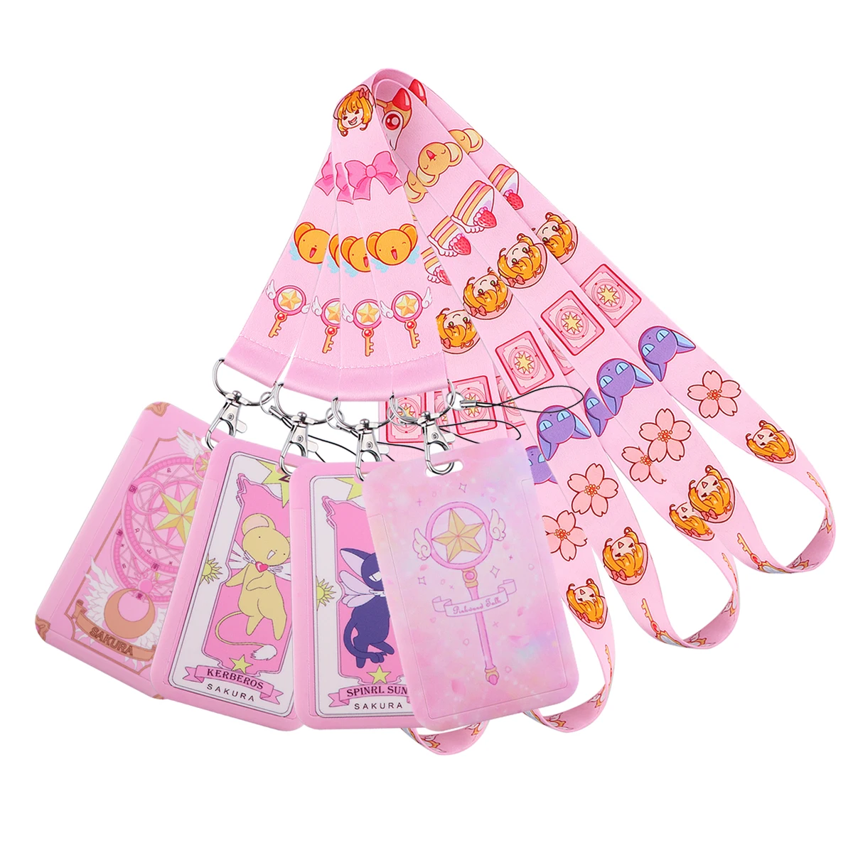 

Japanese Anime Cute Girl Pink Lanyards For ID Credit Card Cover Pass Mobile Phone Charm Neck Straps Badge Holder Accessories