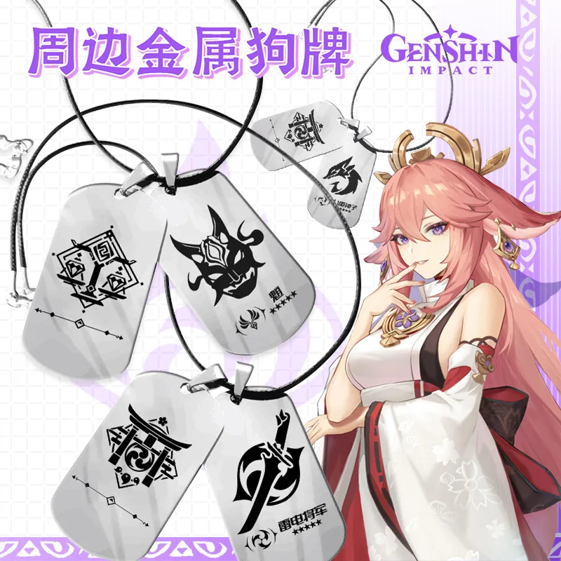 

Game Genshin Impact Yae Miko Zhongli Raiden Shogun Diluc Venti Xiao Kazuha Klee Metalpendant Necklace Cosplay Accessory