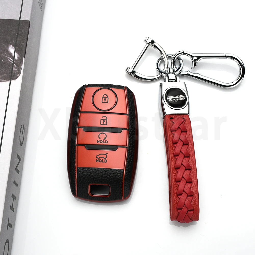

Чехол для автомобильного ключа с 4 кнопками, кожаный, с TPU-оболочкой, для KIA Optima K2 K3 K4 K5 Sportage Cerato RIO Picanto Soul Sorento Sedona