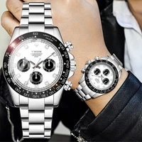 wwoor men watch sport chronograph panda dial watches fashion man quartz wristwatch 30m waterproof luminous watch auto date clock