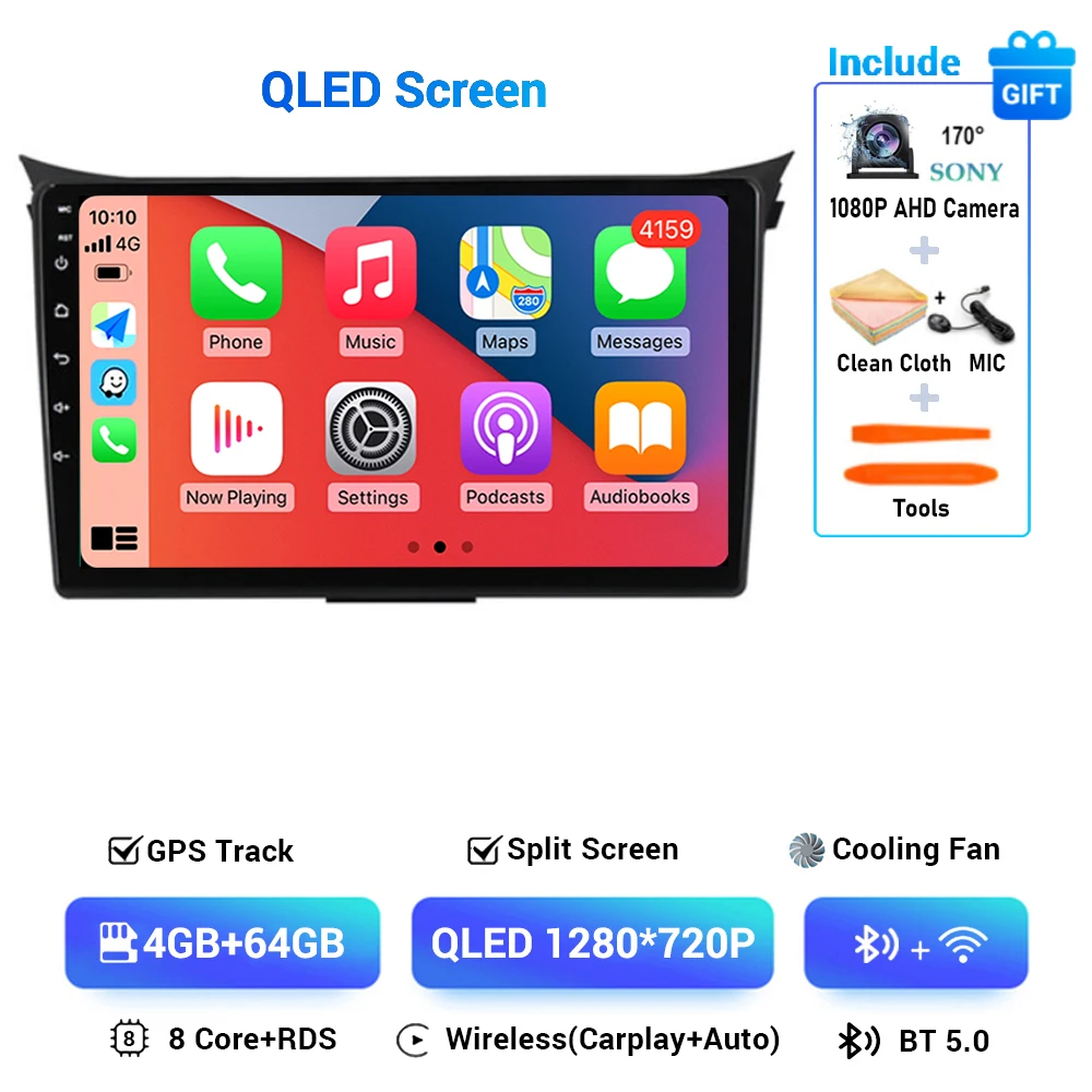 

Автомобильное радио Carplay Android 15 для Hyundai i30 Grand Elantra Grant 2011 2012 2013 2014 2015 2016 2017, мультимедийный видеоплеер Navi