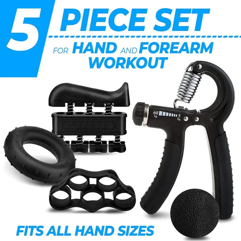 Fitness Hand Grip 5Set Strength Trainer Counting Workout Wrist Adjustable Resistance Hand Grip Strengthen Forearm Exerciser