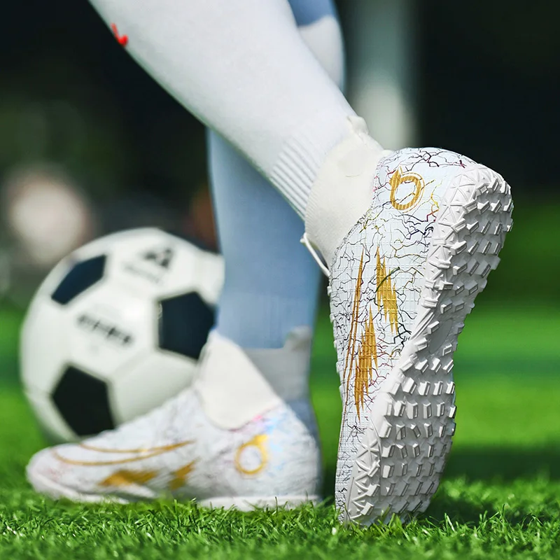 R.xjian High Ankle 35-47 Soccer Shoes Men  Large Size TF/FG  Outdoors Training Football Boots Non-slip Indoor Cleats Kids