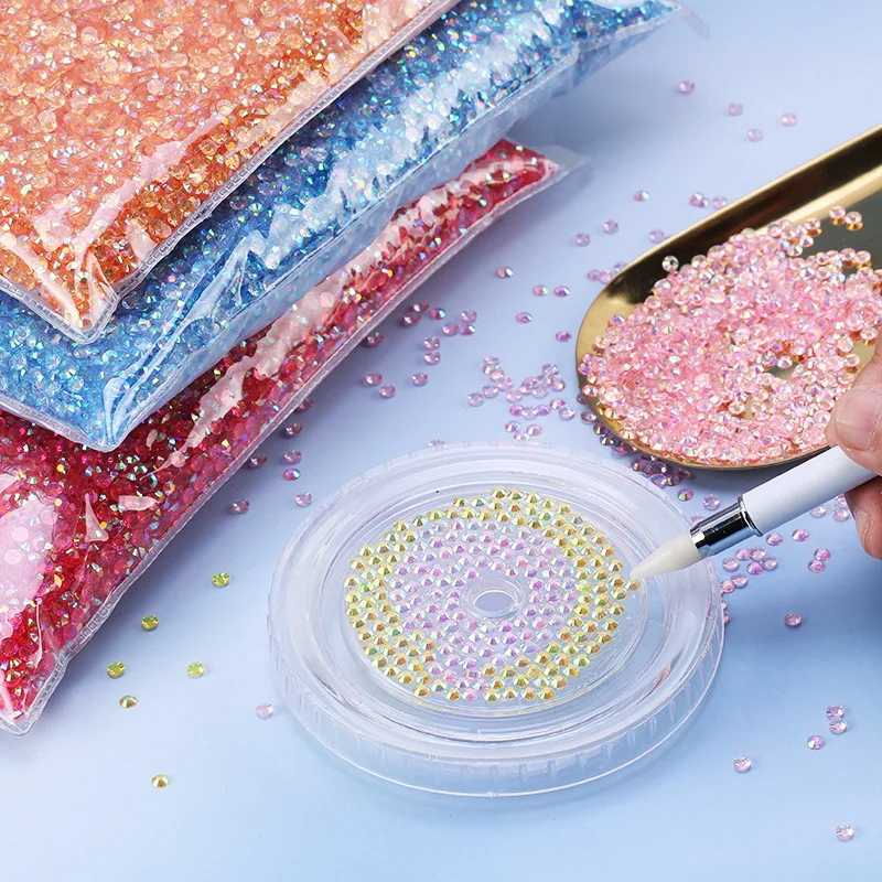 

10000-1000pcs Resin Rhinestones Flat Back Bulk 2/3/4/5/6mm Plastic Crystals Glitters for Nail Art Clear Crystal Brilliant Gems