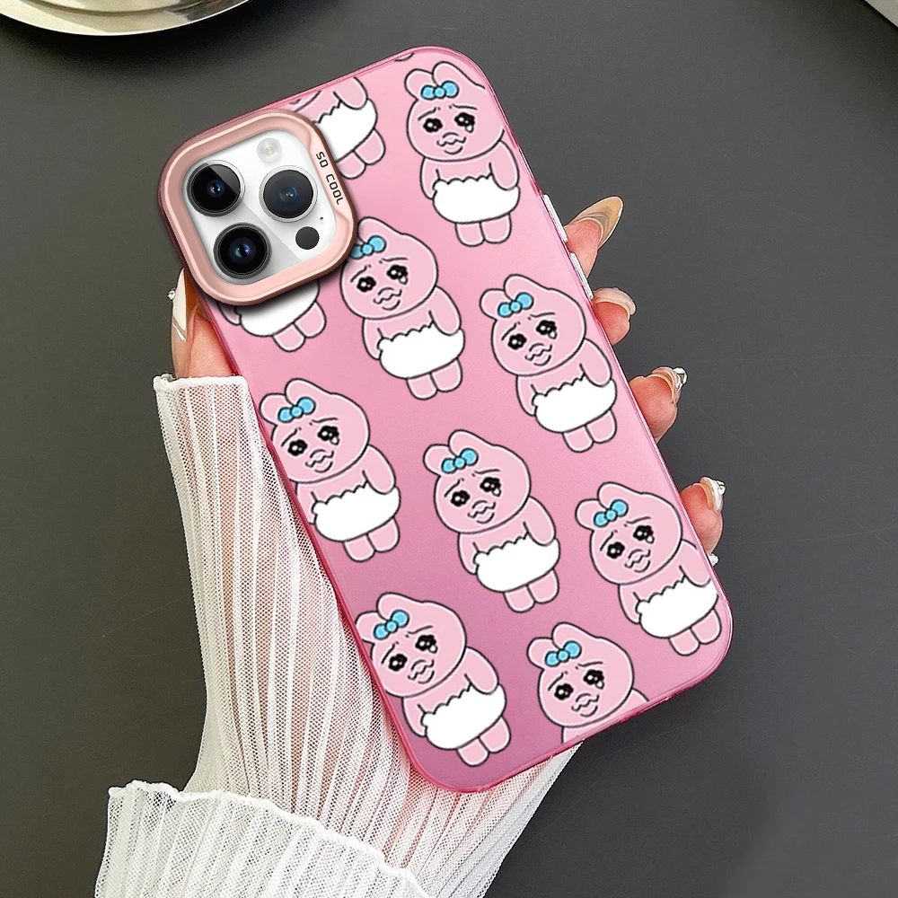 Cartoon O-Opanchu Usagi Funny Phone Case For iPhone 16 12 13 14 15 Pro Max Plus Color Electroplated Silver IMD Laser Cover