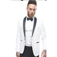 2022 blazer sets men wedding tuxedos white jacket black shawl lapel wedding suits for men slim fit best man suit groom tuxedo