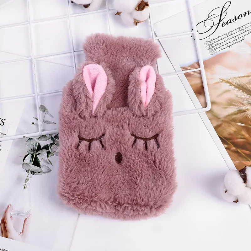 

Rabbit Stress Pain Relief Therapy Hot Water Bottle Bag with Knitted Soft Cover Winter Warm Heat Reusable Hand Warmer