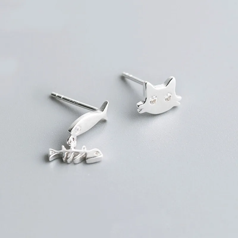

925 Sterling Silver Fish Cat Stud Earrings For Women Luxury Designer Jewelry Wholesale Accessories Offers With Free Shipping