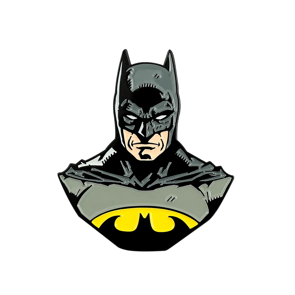 

Superhero Iron Man Batman Badge Anime Figure Enamel Lapel Pins The Avengers Brooches for Backpack Accessories Periphery Gifts