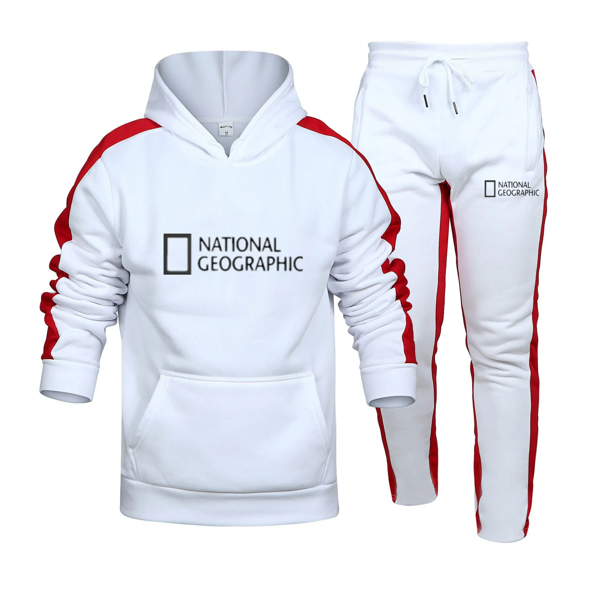 

National Geographic Men's Brand Sweatshirt + Pants 2-piece Casual Sportswear Hoodie Fall/Winter New Sportswear Set