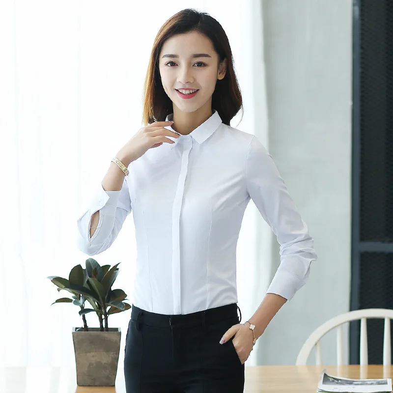 

Fashion Cotton Women Shirts White Office Lady Button Up Shirt Long Sleeve Women Shirts Blouses Camisa De Mujer Ladies Tops