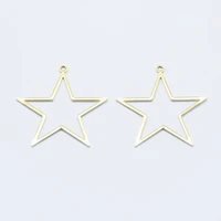 2pcs long lasting plated brass pendants real 18k gold plated nickel free star 39 5x38 5x1mm hole 2mm