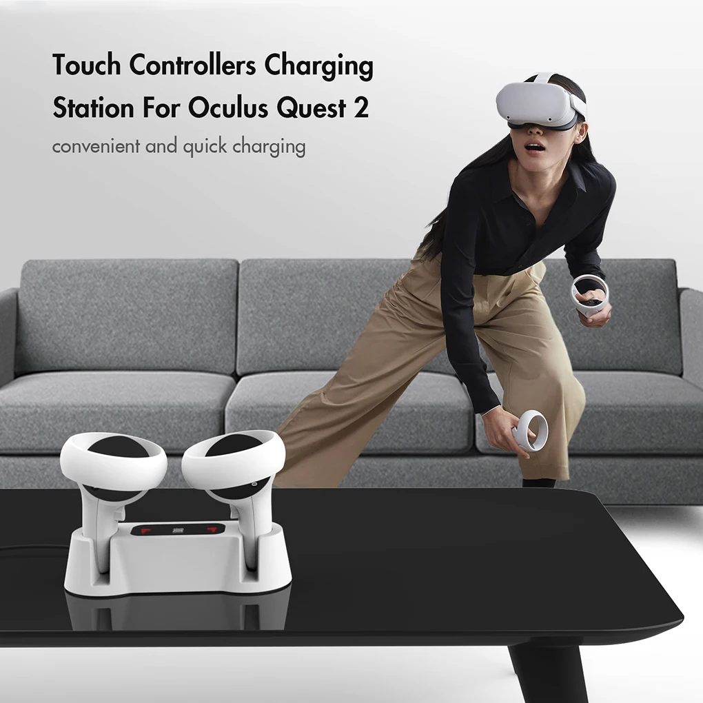 

VR Game Controller Charging Station Base Left and Right Gamepad Charger Holder Accessories Replacement for Oculus Quest 2