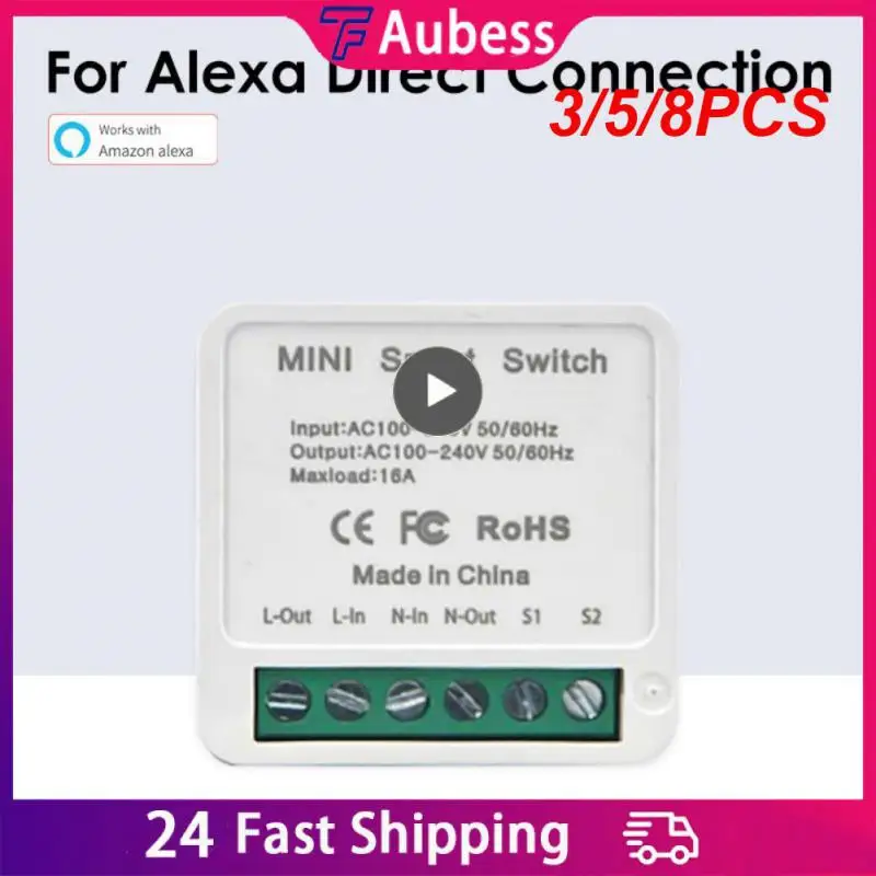 

3/5/8PCS Wireless Breaker Timer Ac 100-240v Smart Switch Diy 16a Work With Alexa Wireless Switches Mini Module