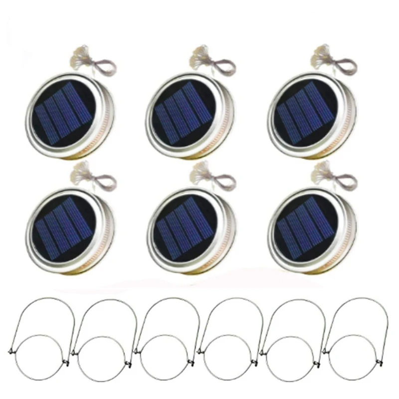 

6Pcs Mason Jar Light 10Pcs LED Solar Fairy String Light Suitable for Courtyard Garden Party (Can Not Included)