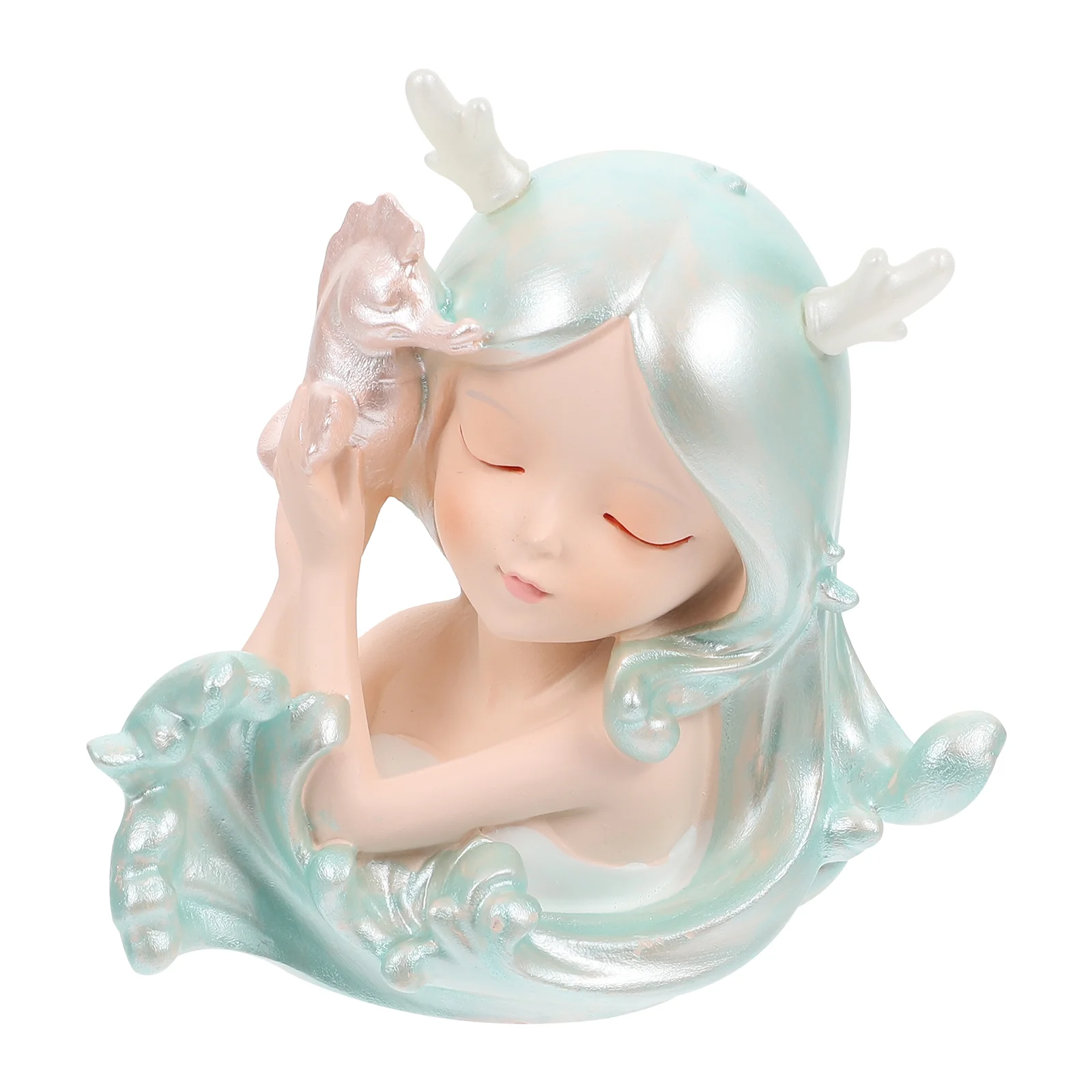 

Girl Home Figurines Statue Decor Tabletop Figurine Valentine Resin Ornamaent Desktop Head Girls Cutedecorations Coastal