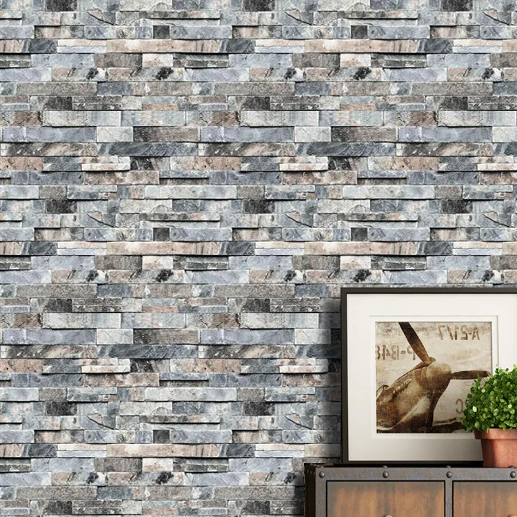 

Vintage 3d stereoscopic brick wallpaper brick brick wallpaper dining room background PVC waterproof engineering wallpaper.