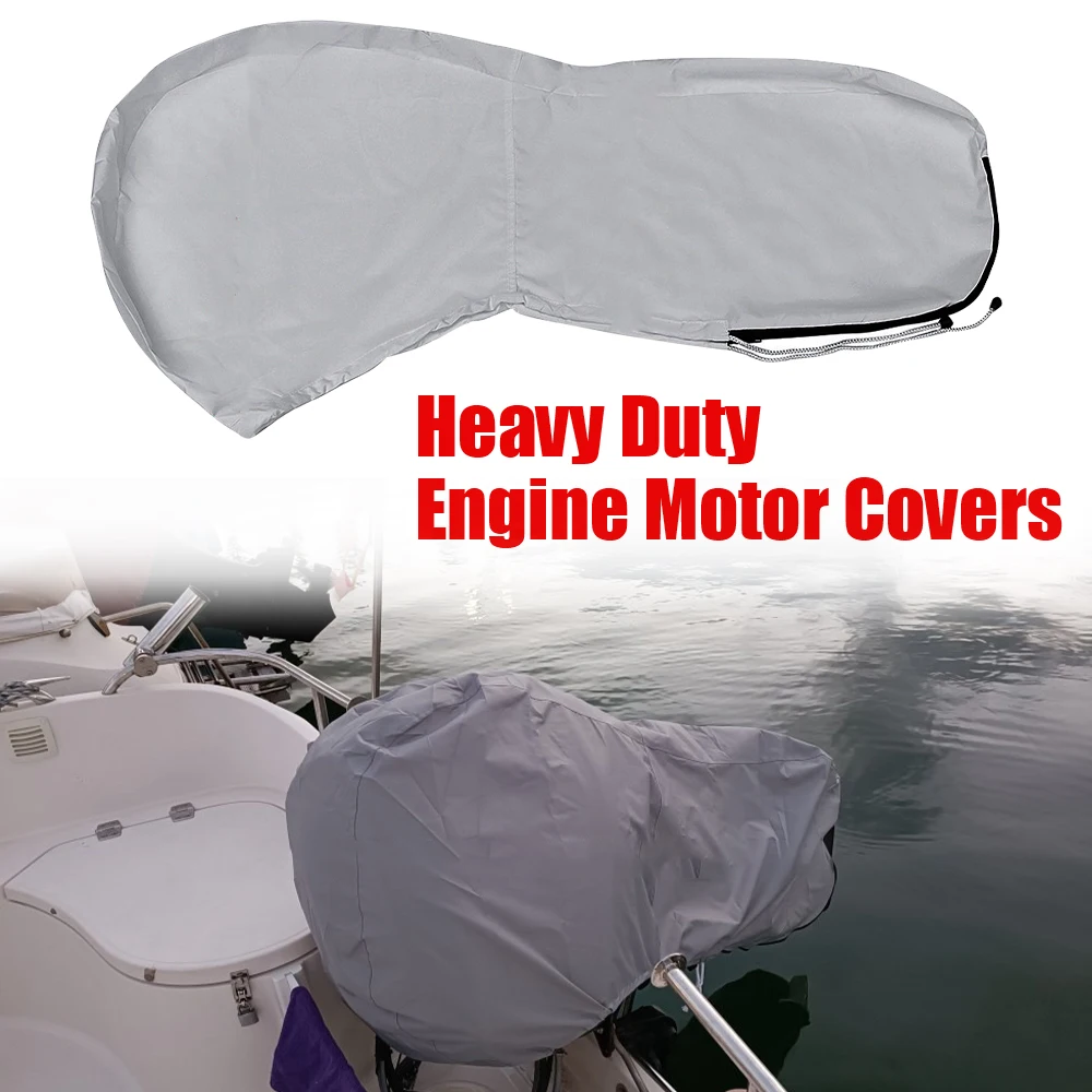 

Waterproof Full Outboard Engine Cover Heavy Duty Engine Motor Covers Boat Protector 420D Grey Sunshade Anti-scratch 30-150HP