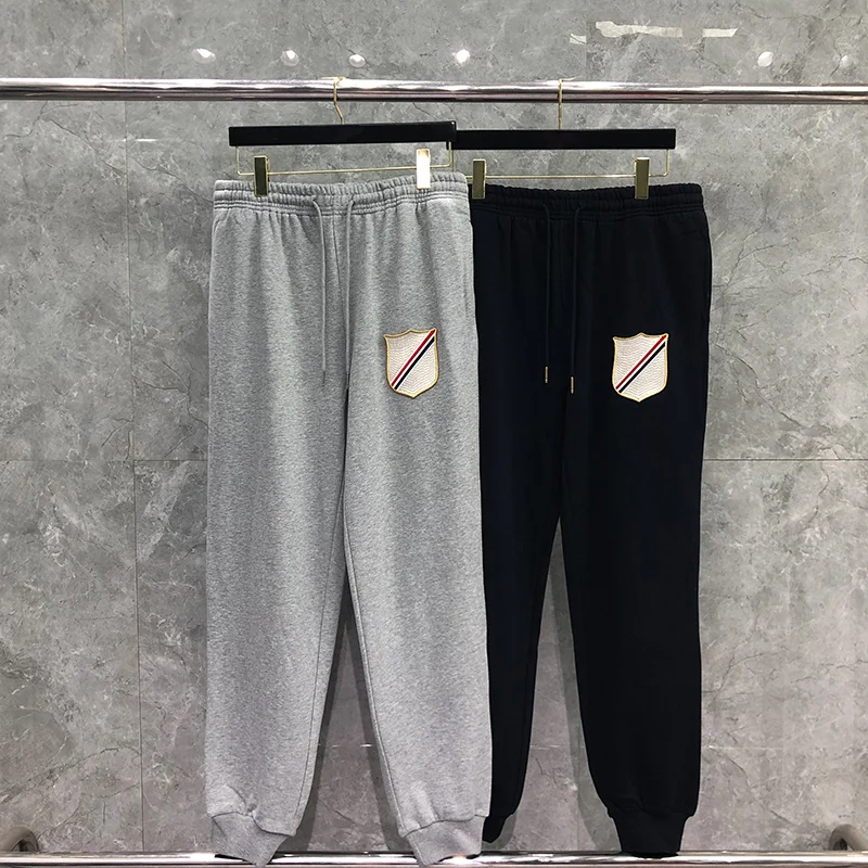 

Тренировочные брюки TB THOM, осенне-зимние мужские брюки, модные брендовые Классические хлопковые брюки с вышивкой, спортивные брюки