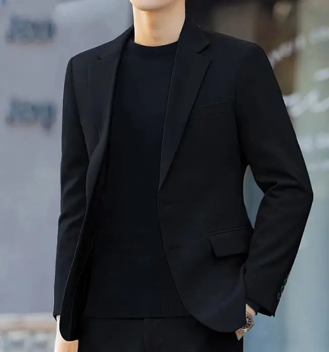 Black Spring Casual Slim Office Work