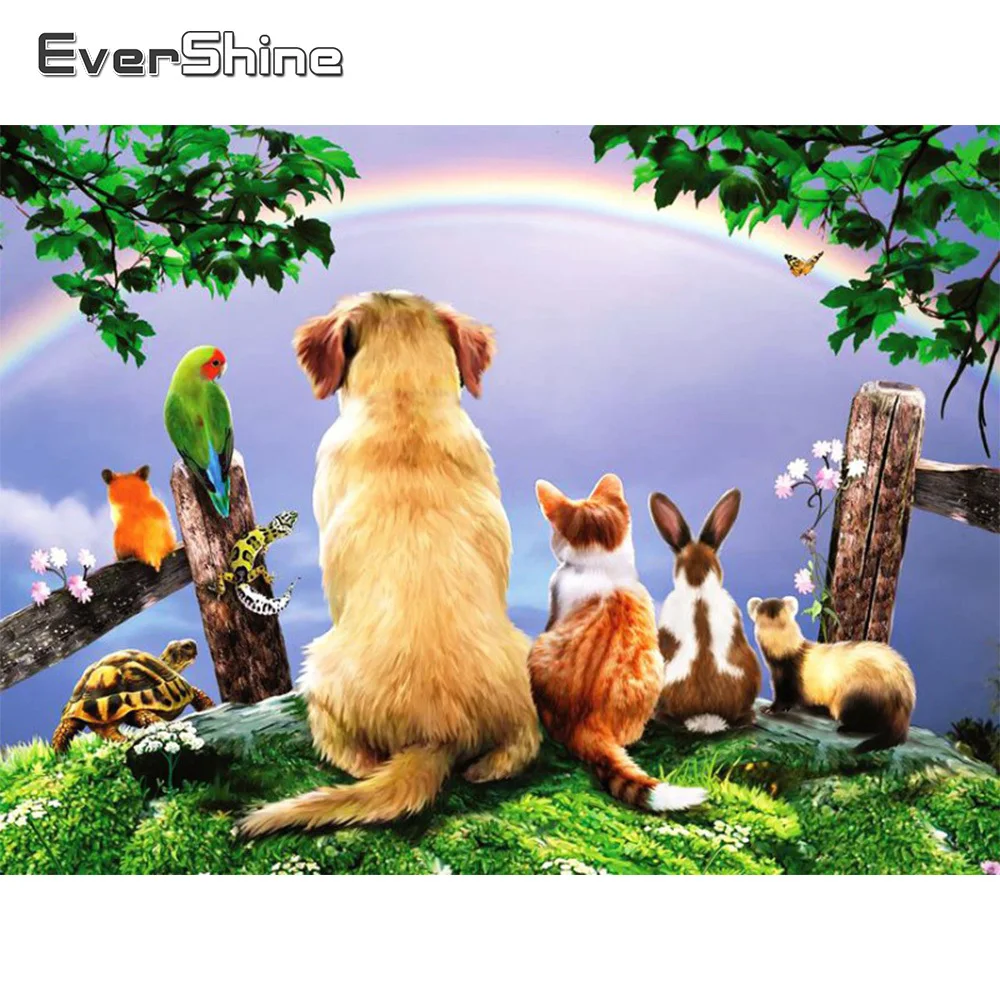 

EverShine полная квадратная картина с животными, картина заднего вида, наборы для вышивки крестиком, Новое поступление, DIY Настенный декор