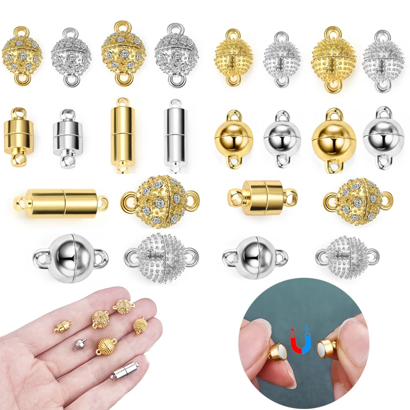 2 sztuk/partia zapięcie magnetyczne frezowanie złącze końcowe zamknięcie bransoletka naszyjnik tworzenia biżuterii Rhinestone Ball owalny