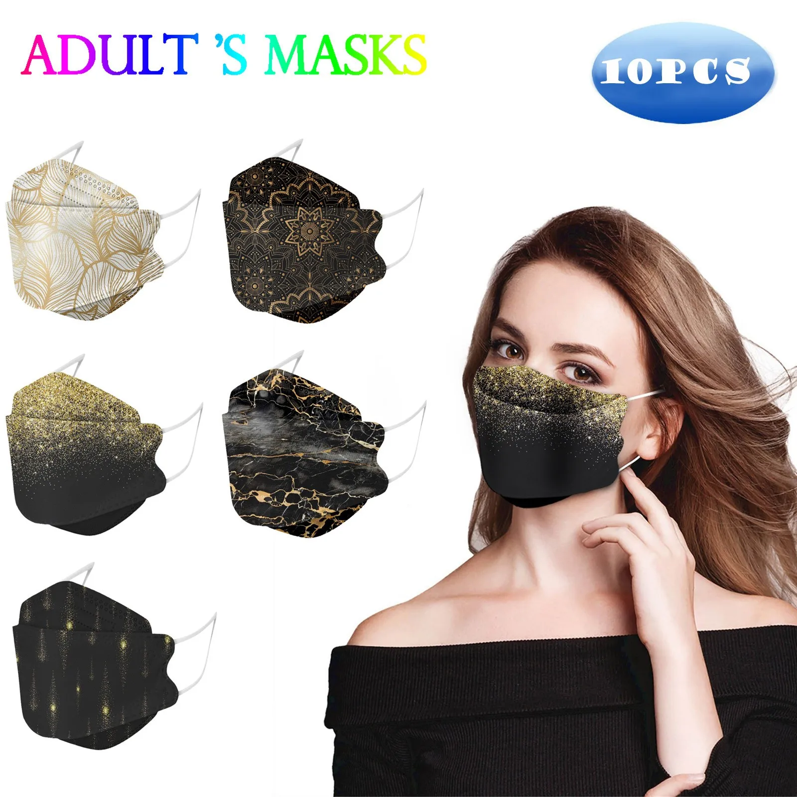 10/50 шт. одноразовые маски для лица с принтом рыб |