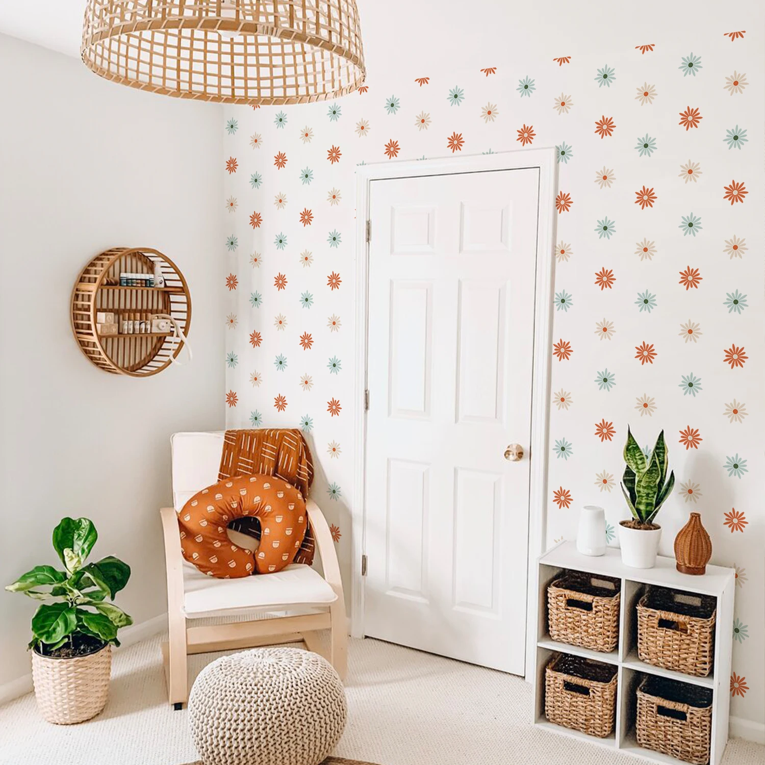 

Stars Daisy Wall Stickers for Baby Room Kids Room Cartoon Colorful Daisy Flowers Stickers Home Decoration Removable Wallpaper