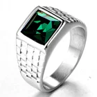 Высококачественное мужское кольцо с зелеными кристаллами модные геометрические кольца в деловом стиле ювелирные изделия ручные аксессуары Размер 6-11
