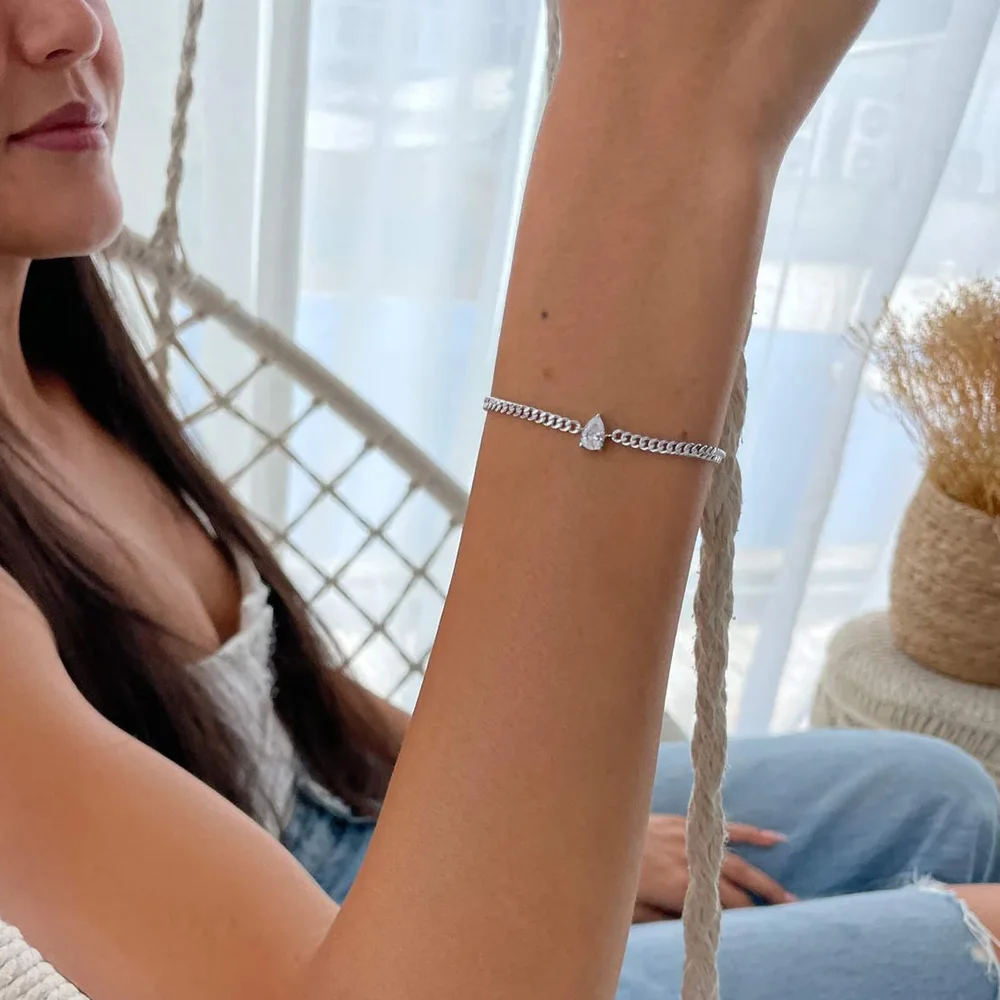 Stonefans минималистичный браслет-цепочка в форме капли для женщин 2024 изысканный