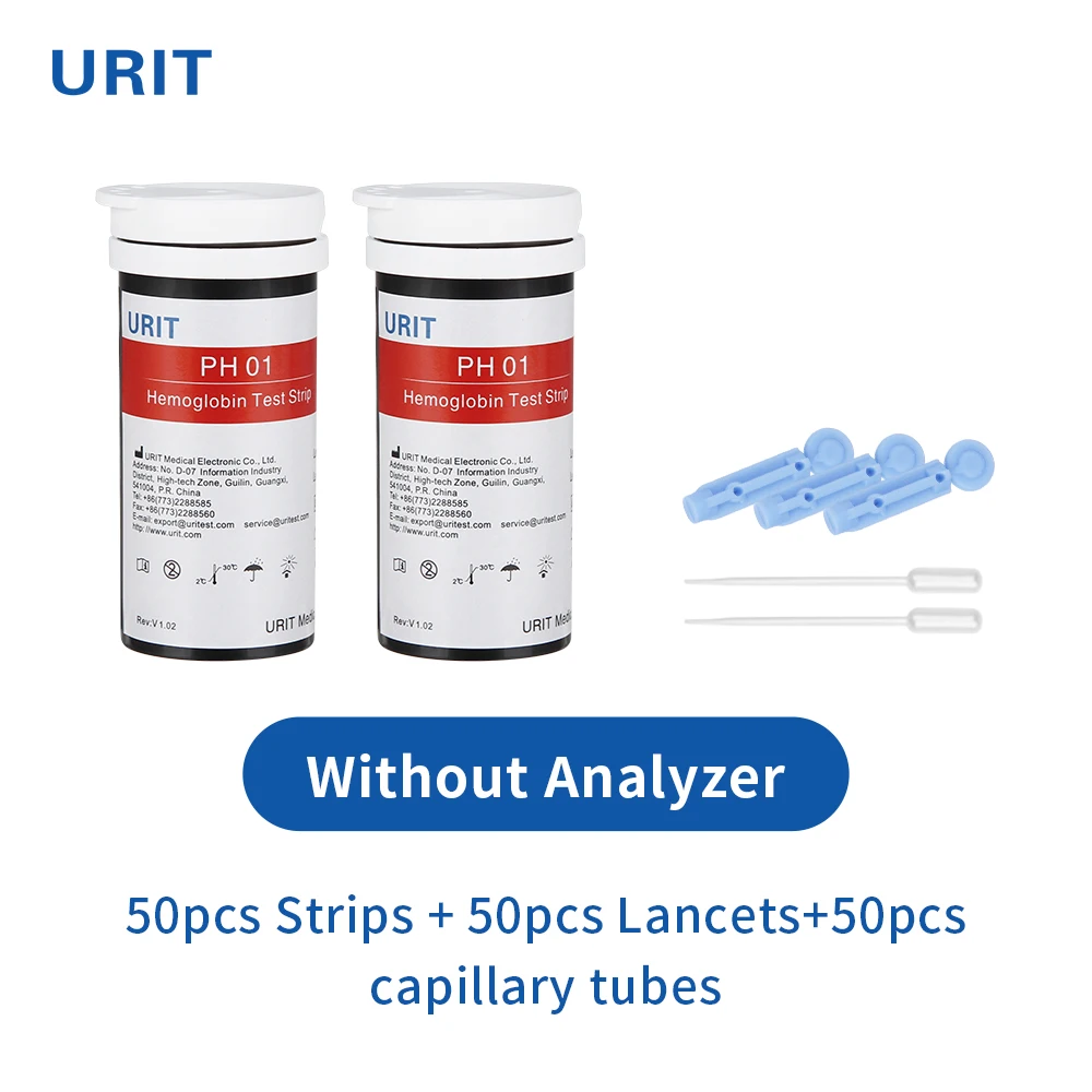 

URIT 50/100/150pcs Hemoglobin Analysis Test Strip Meter home Hb Test Strips Anemia TesterStrip Heme Test Paper