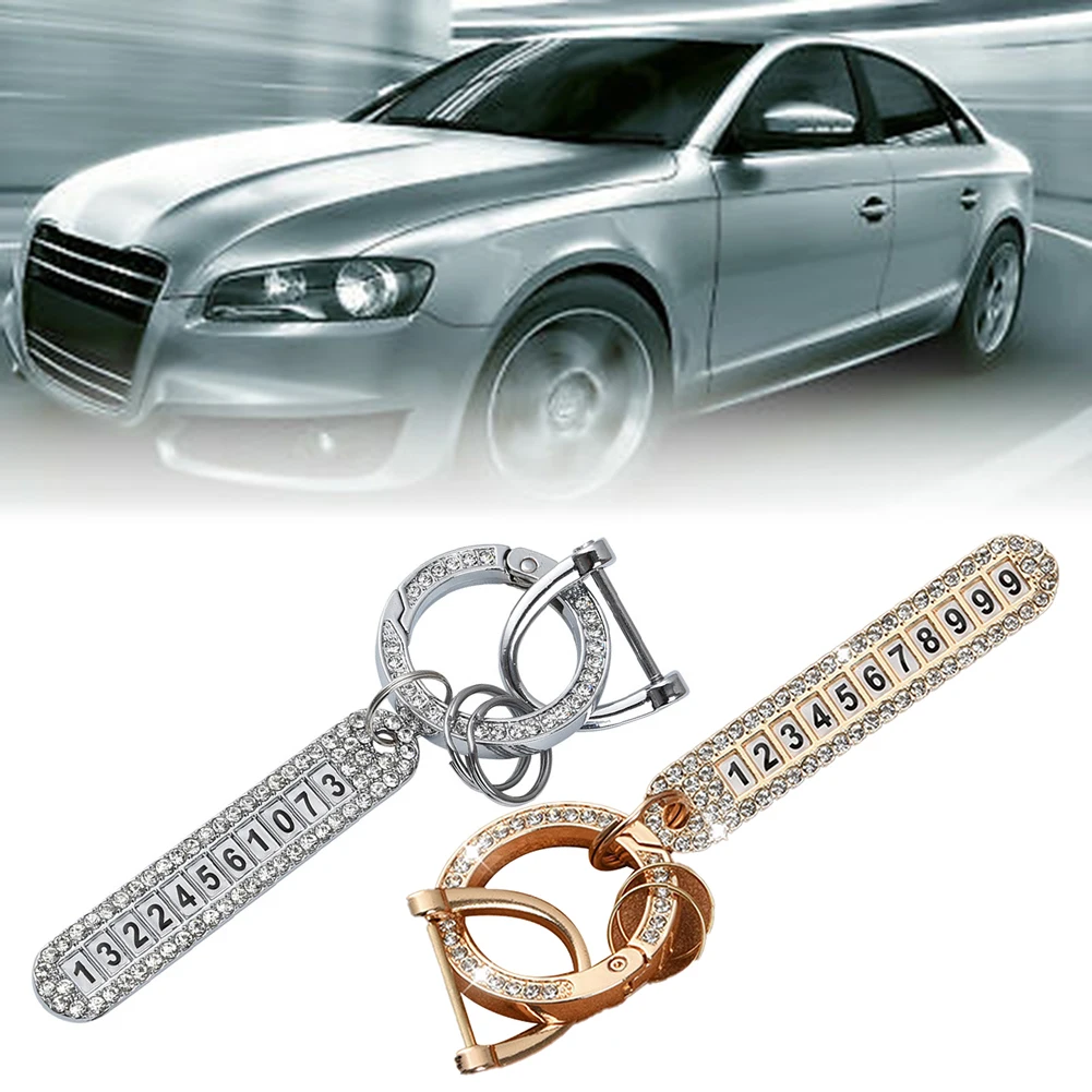 

Silver Tone/Gold Easy To Install Rhinestone Keychains Holder Bling Key Rings Set Car Accessories Keychains Holder