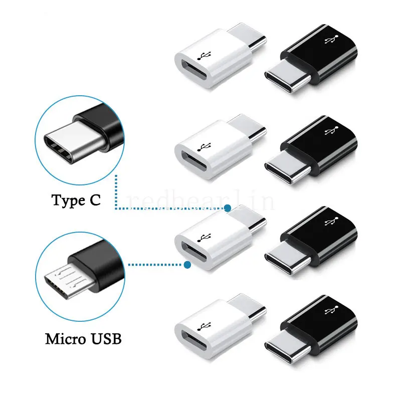 

50/100pcs Adapter Micro USB To Type C Otg plug Android Micro USB Connector To Type C For Samsung Huawei Xiaomo Android phone