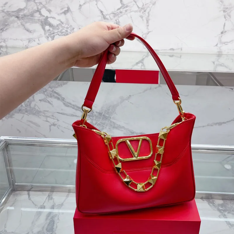 

Fashion Handbag Rivet One Shoulder Underarm Messenger Bag Real Leather Classic Elegant Simple Generous Series Gifts for Lovers
