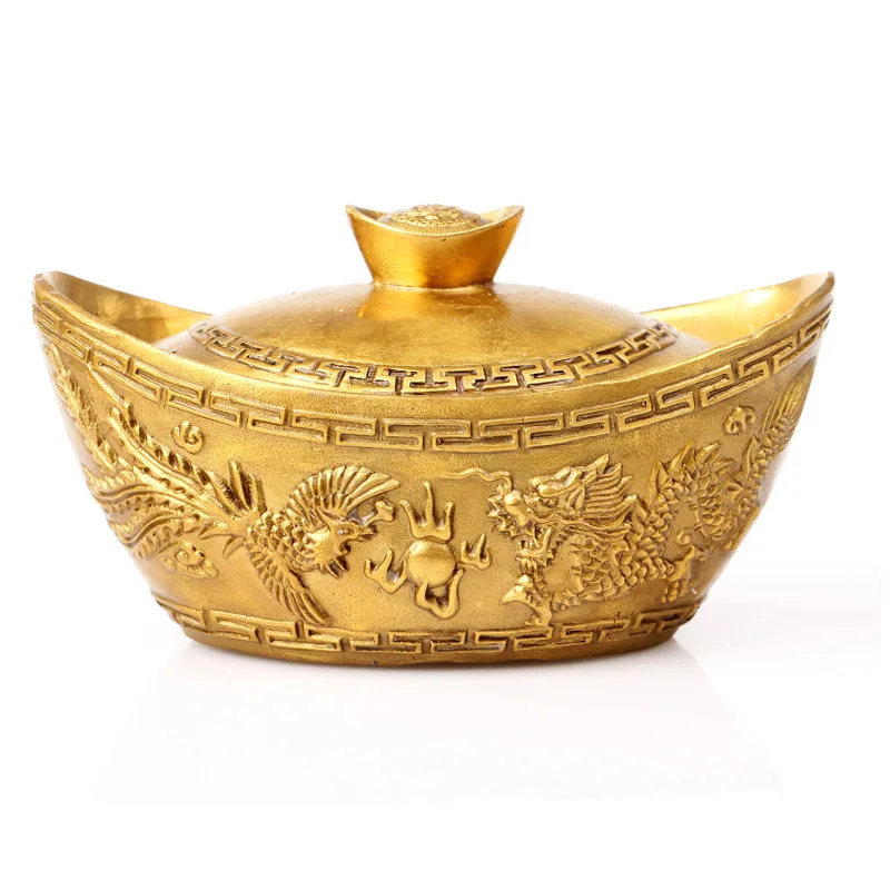 

Copper Brass Crafts Copper Ingot Dragon and Phoenix Ingot Home Decoration Supplies Desk Decorations