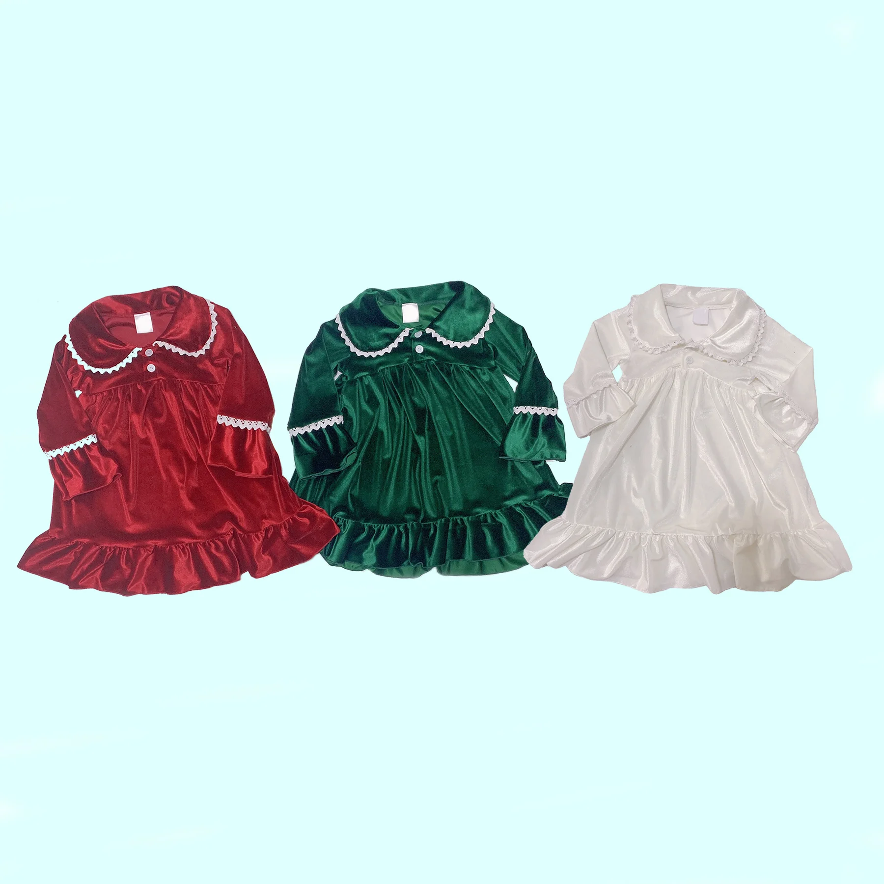 

Girls' red and white velvet Christmas pajamas, babies' and children's long sleeved pajamas, winter 2022 series