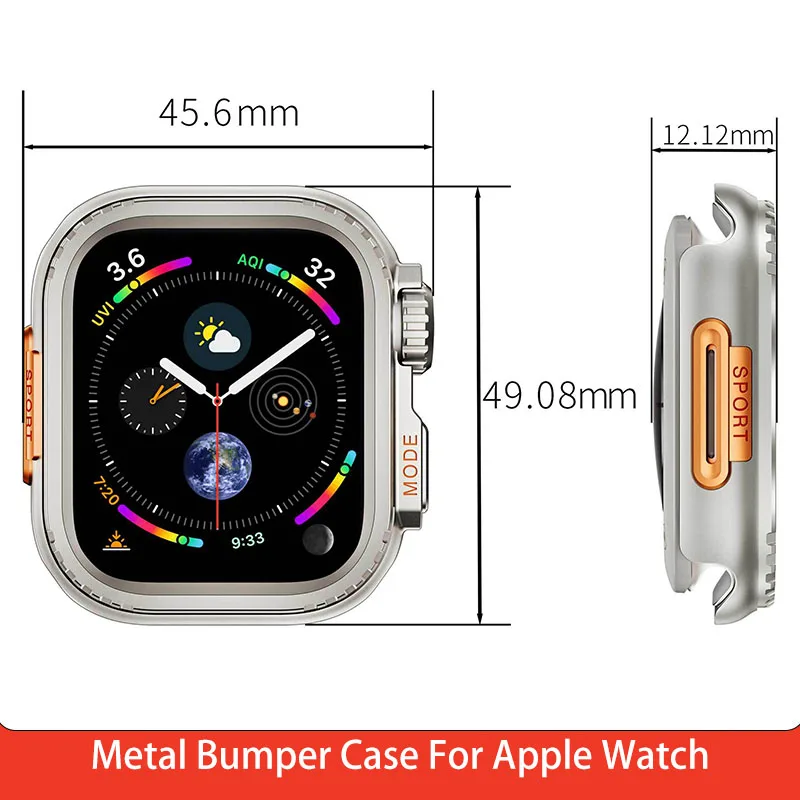 Фото Металлический чехол-бампер для Apple Watch 46 мм 45 мм 44 мм 42 мм 49 мм Защитная рамка-чехол для iWatch серии 10 9 8 7 6 5 4 SE ultra 2 №1