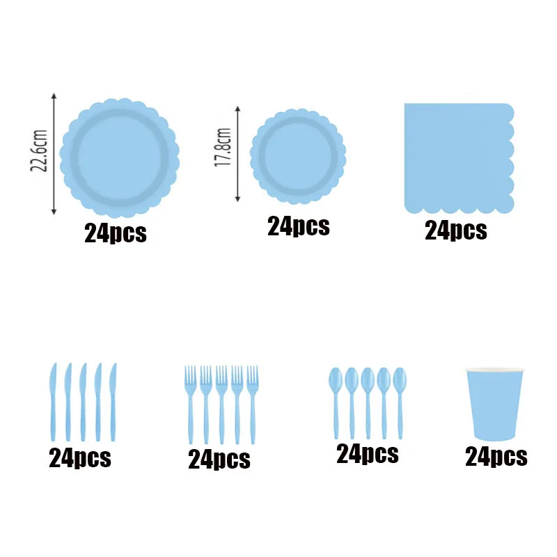

Одноразовая голубая бумажная посуда для праздника