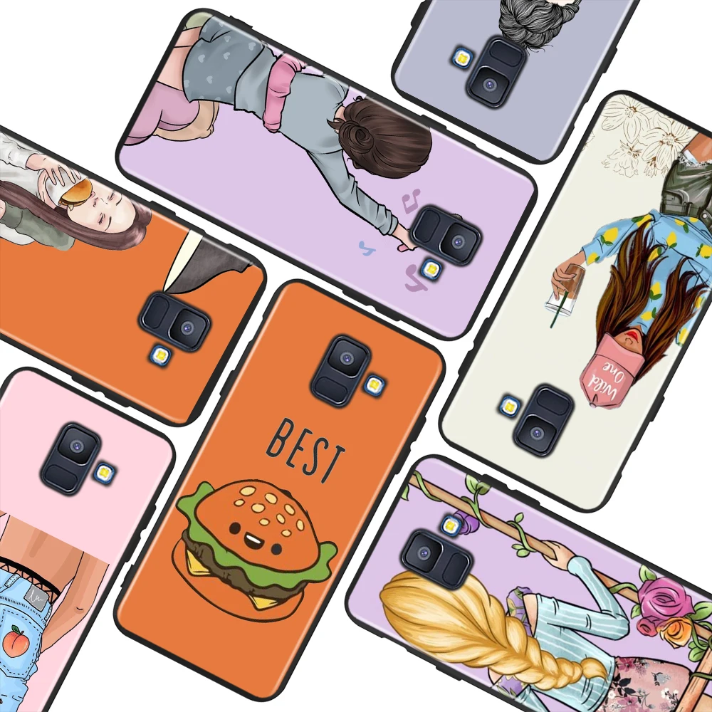 

Best Cute Friends Playing For Samsung Galaxy A9 A8 Star A750 A7 A6 A5 A3 Plus 2018 2017 2016 Black Phone Case Soft Cover
